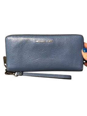 Michael Kors Blue Mercer Continental Wallet / Wristlet